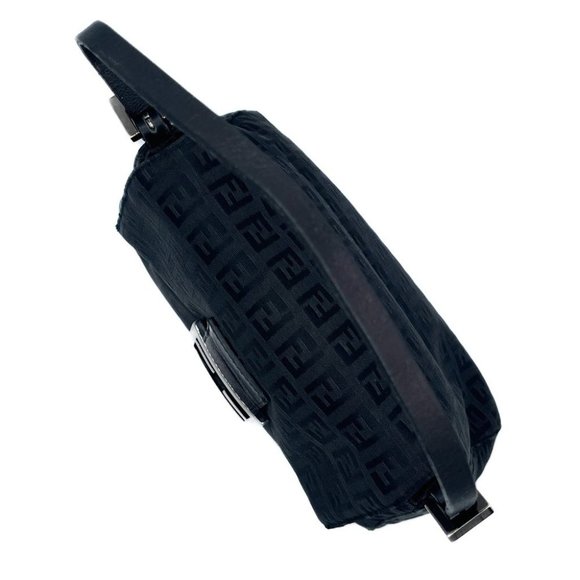 Fendi Zucchino Monogram Logo Baguette Mini Shoulder Bag Black Silver Hardware - Picture 6 of 14